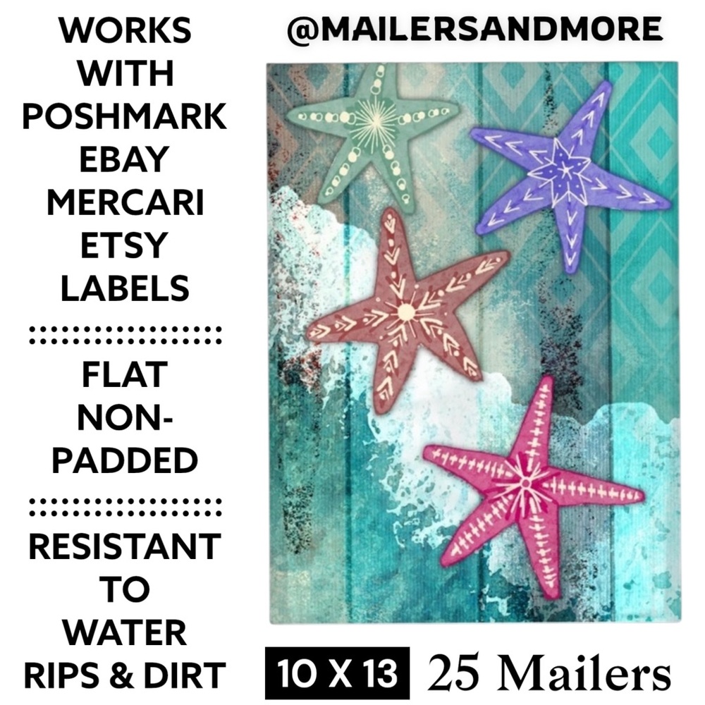 25 10X13 Poly Mailers Sea Star Ocean Fish Shipping Envelopes Bags PRICE IS FIRM - Picture 4 of 14